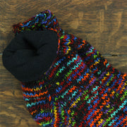 Hand Knitted Wool Ankle Socks - SD Black Rainbow
