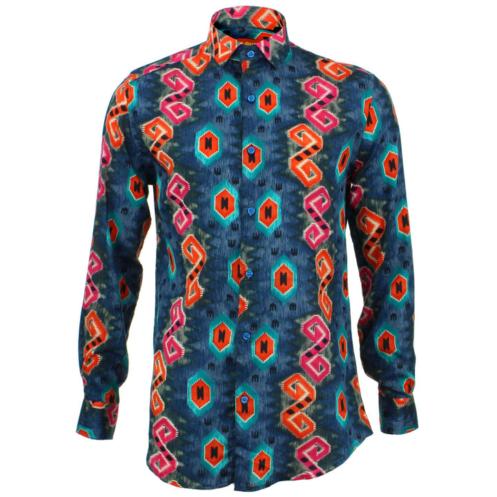 Slim Fit Long Sleeve Shirt - Wild West Herringbone