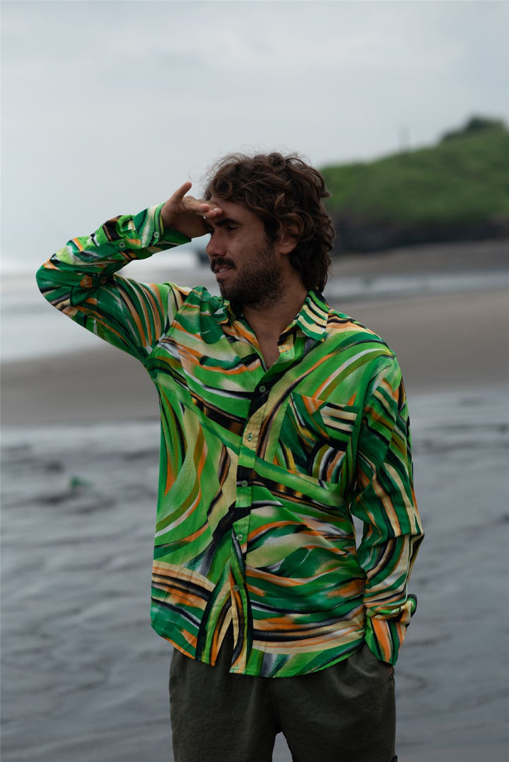 Regular Fit Long Sleeve Shirt - Emeral Wave