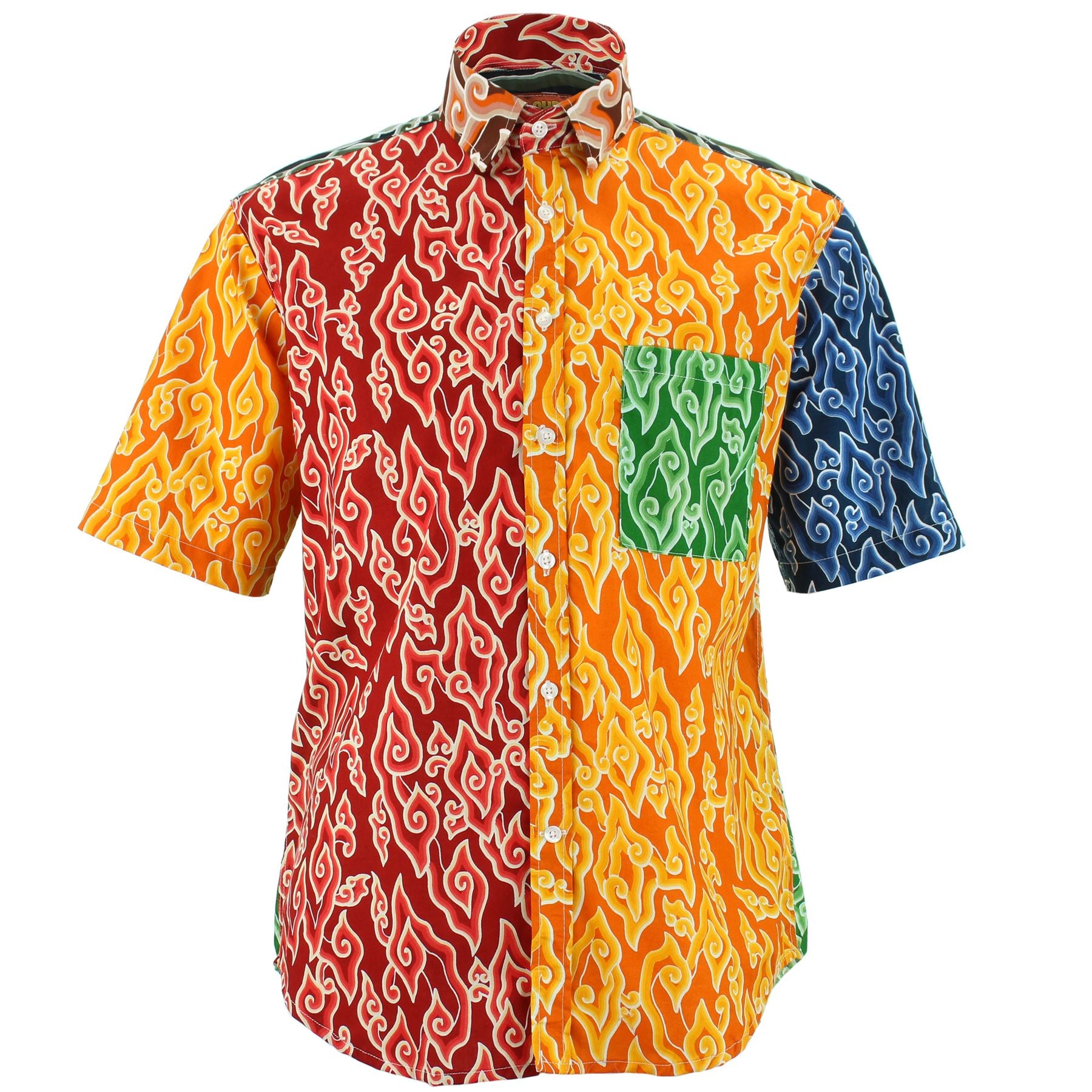 Regular Fit Short Sleeve Shirt - Random Mixed Panel - Java Regular Fit Short Sleeve Shirt - Random Mixed Panel - Java