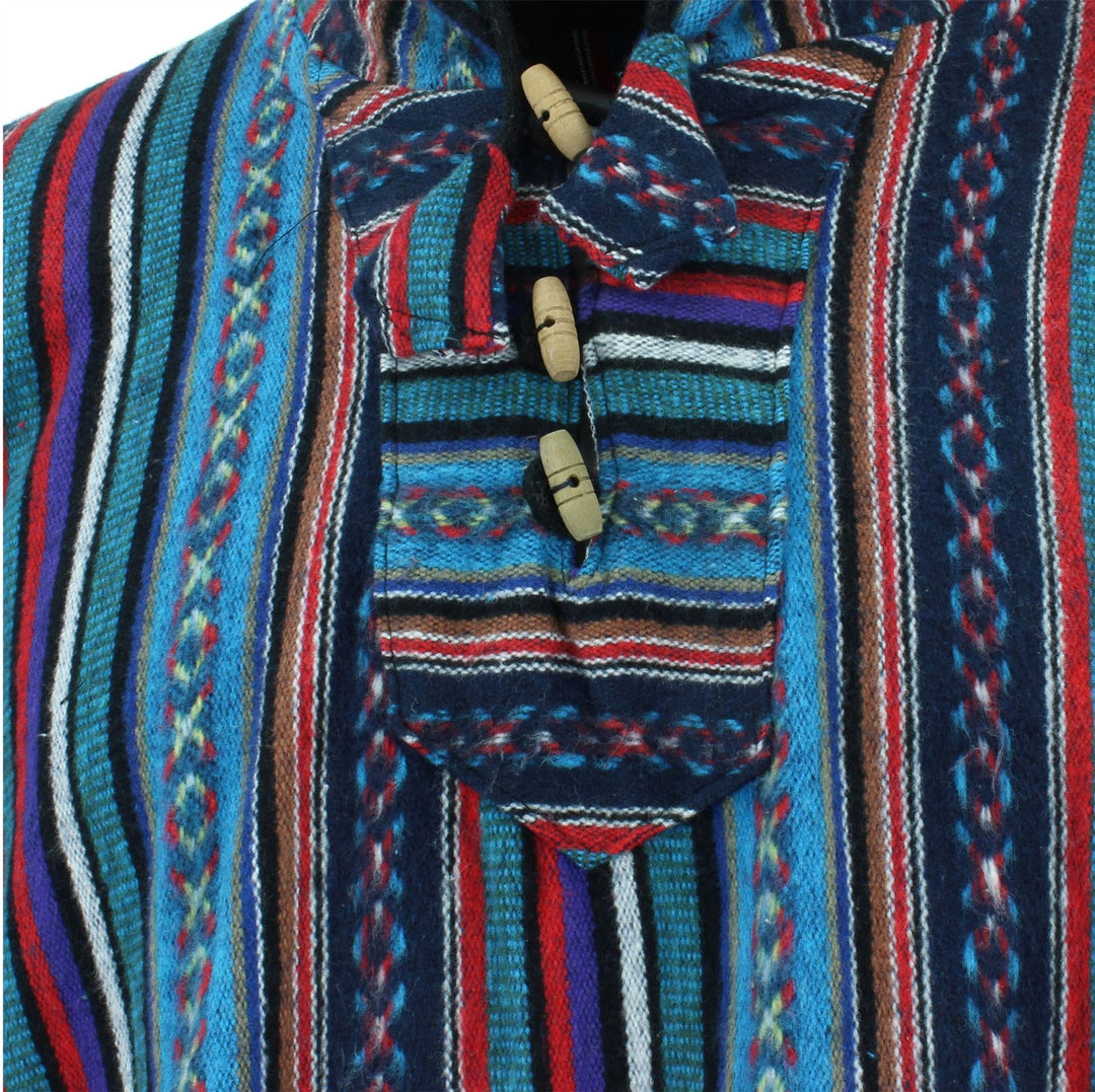 Brushed Cotton Long Hooded Poncho - Purple Sky