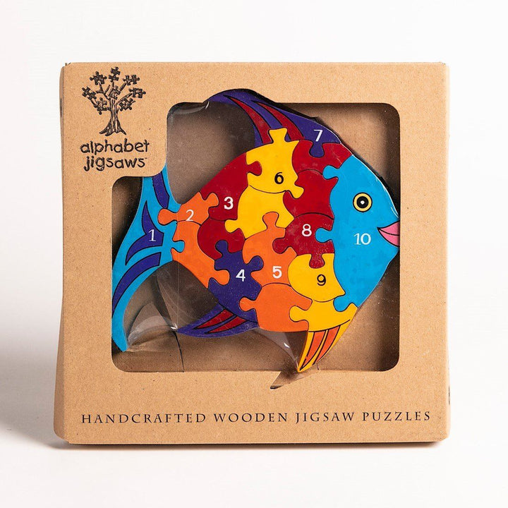 Handmade Wooden Jigsaw Puzzle - Number Fish