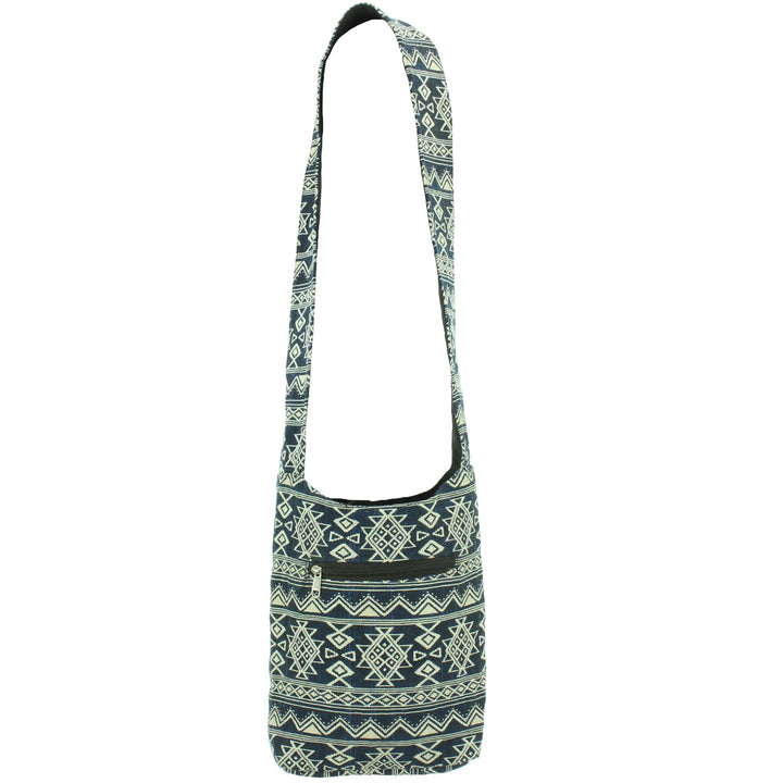 Cotton Canvas Sling Shoulder Bag - Aztec Navy