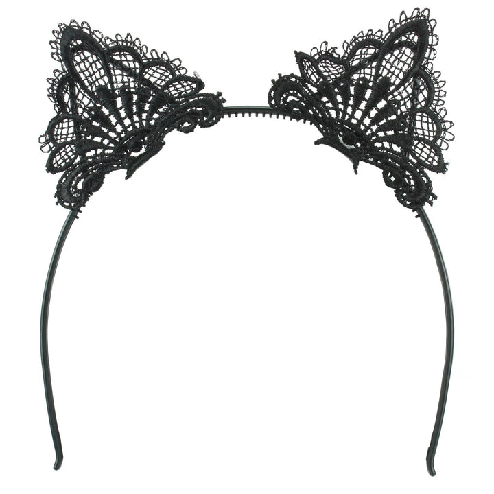 Cat Ear Lace Headband - Black