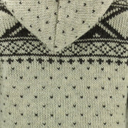 Wool Knit Fairisle Hooded Jacket - Cream