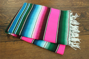 Handgewebter mexikanischer Serape, groß, 200 cm x 147 cm – Rosa