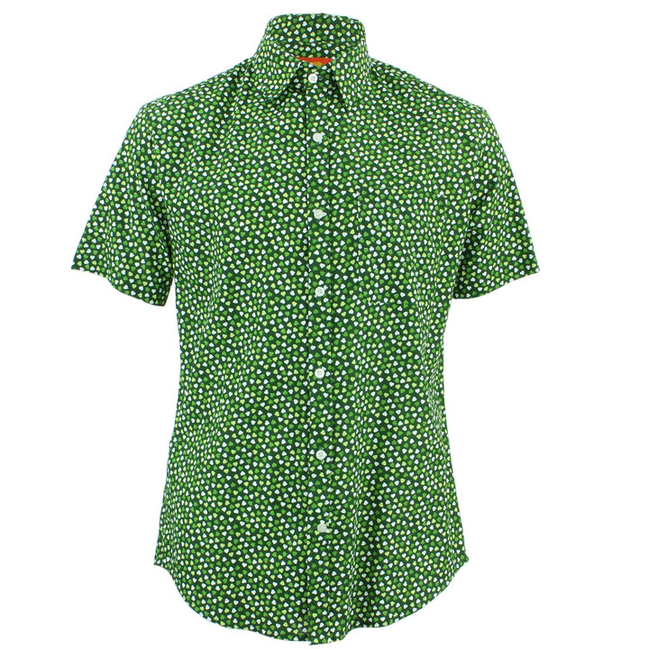 Tailored Fit Short Sleeve Shirt - Green Hearts