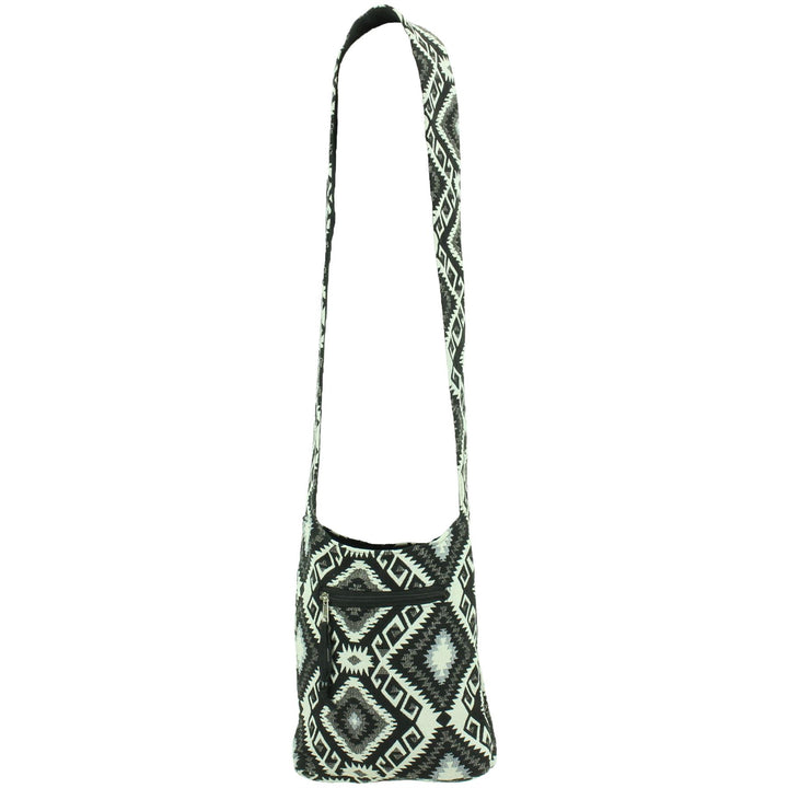 Cotton Canvas Sling Shoulder Bag - Aztec Black