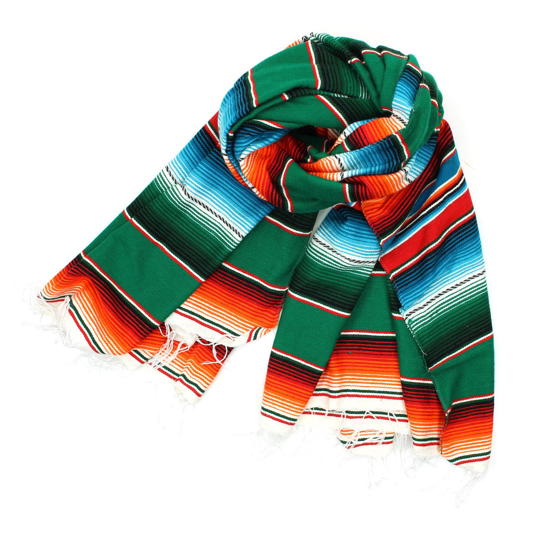 Handwoven Mexican Serape Large 200cm x 147cm - Green