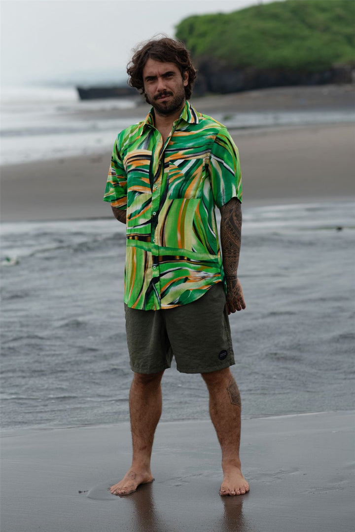 Regular Fit Short Sleeve Shirt - Emeral Wave