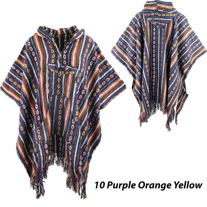 Brushed Gheri Cotton Poncho - 10 Purple Orange Yellow