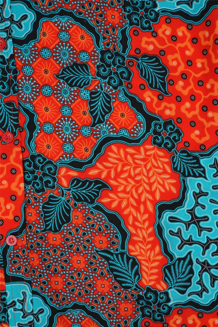 Regular Fit Long Sleeve Shirt - Coral Batik Mosaic