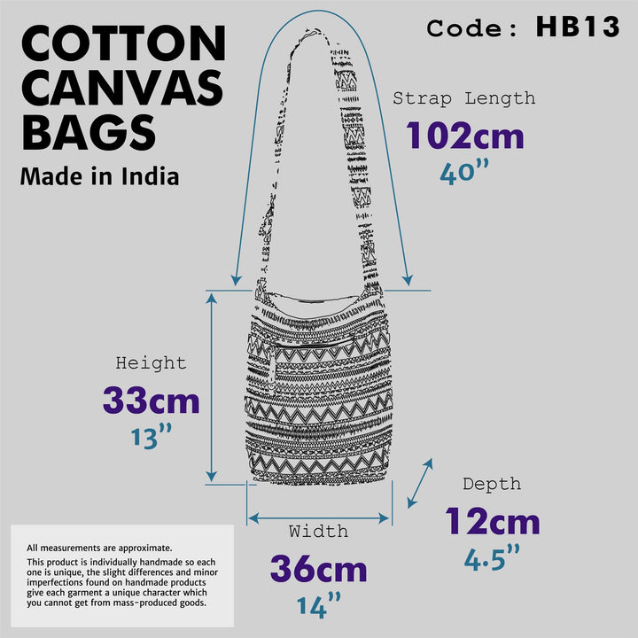 Cotton Canvas Sling Shoulder Bag - Blue Red