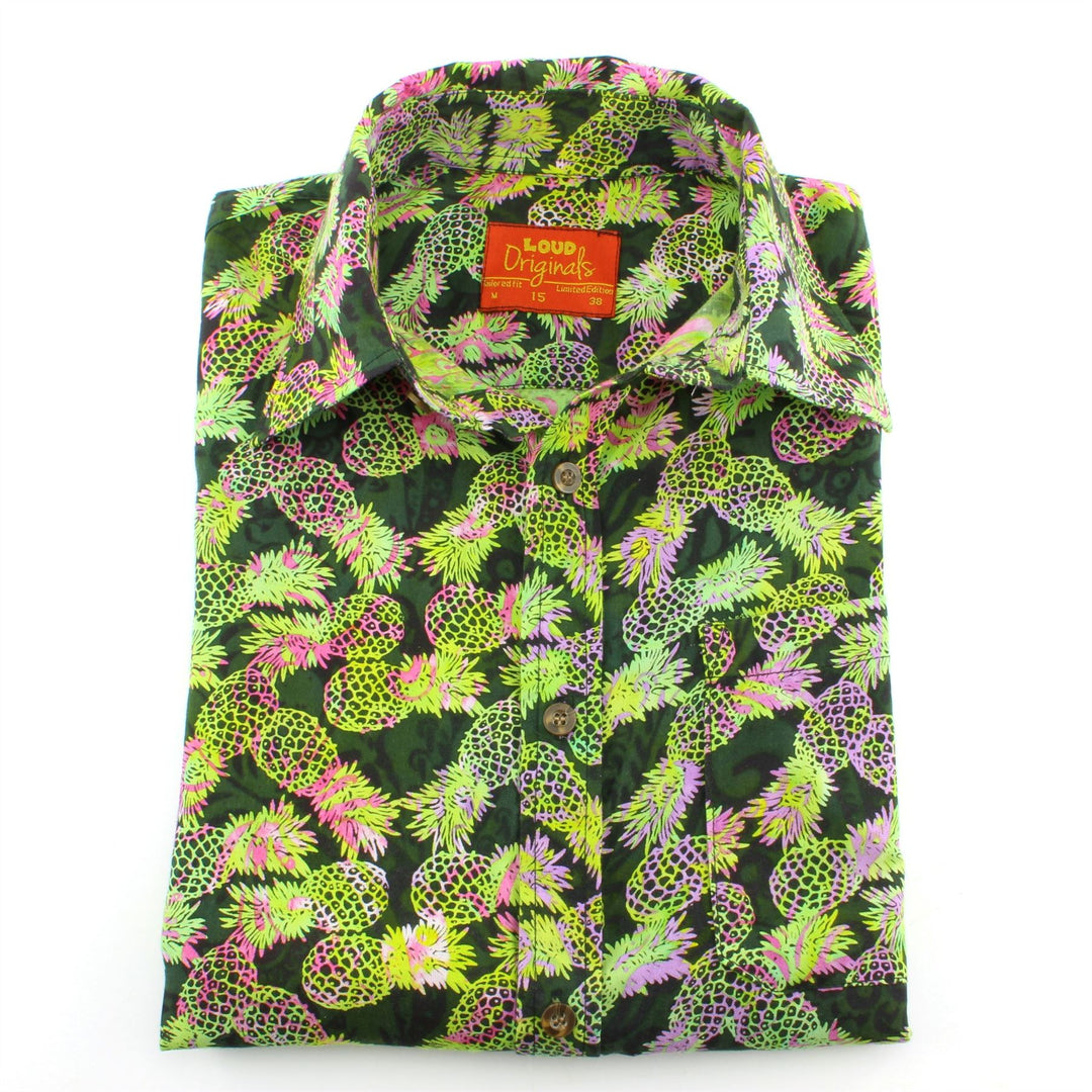 Tailored Fit Short Sleeve Shirt - Green Pineapples