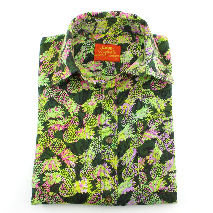 Tailored Fit Short Sleeve Shirt - Green Pineapples