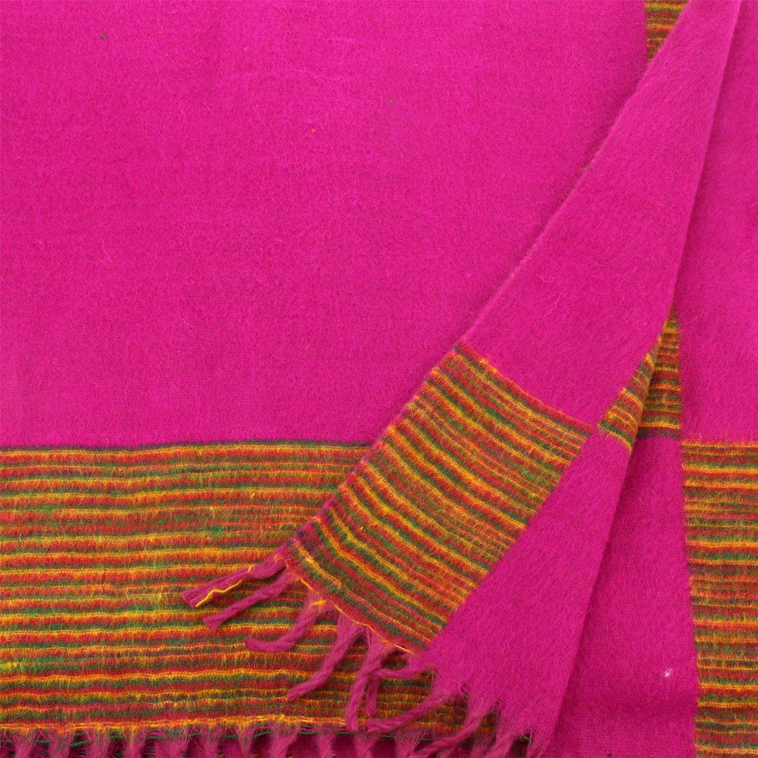 Tibetan Wool Blend Shawl Blanket - Plum with Green Sunset Reverse
