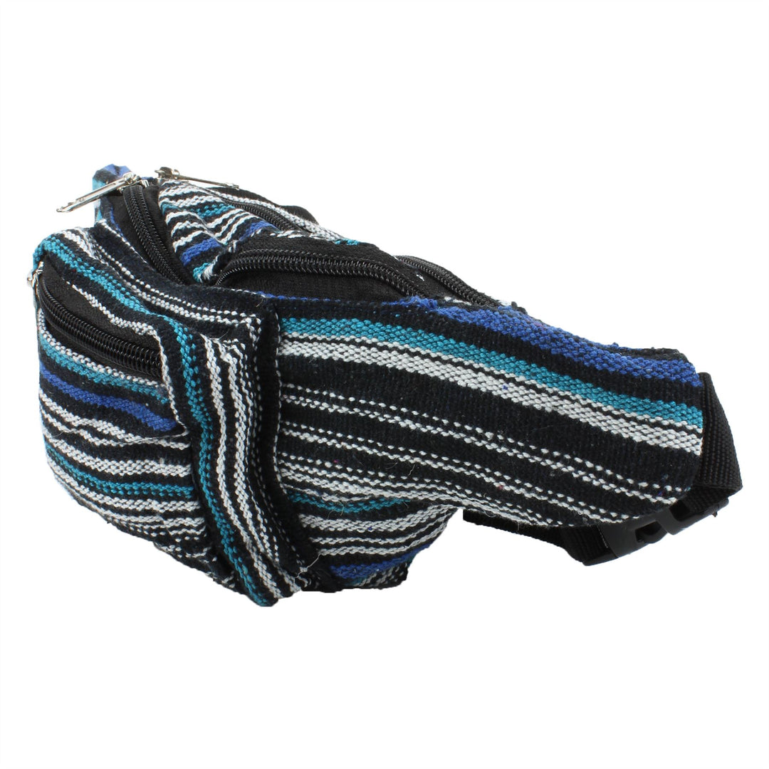 Canvas Bum Bag Money Belt Fanny Pack Blue & Black