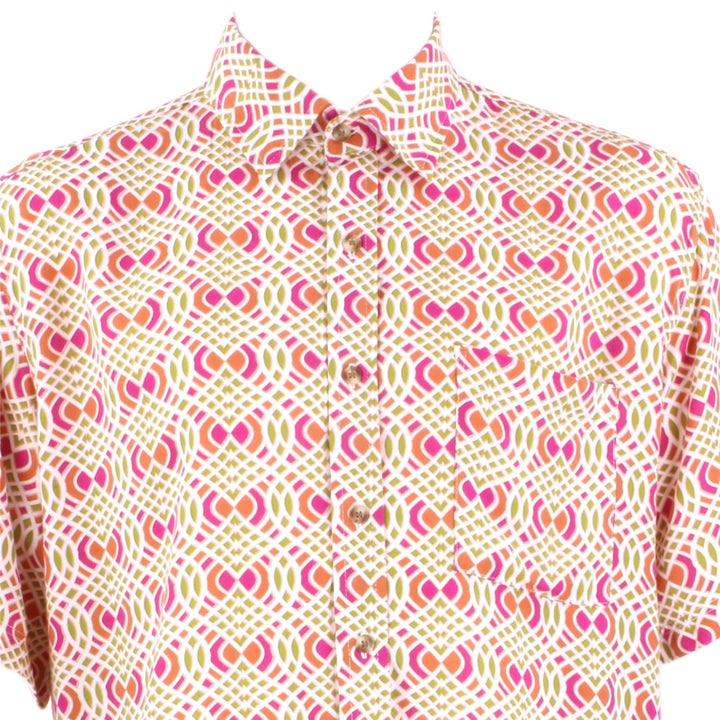 Regular Fit Short Sleeve Shirt - Orange & Pink Abstract
