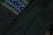 Wool Knit Chevron Hooded Jacket - Charcoal