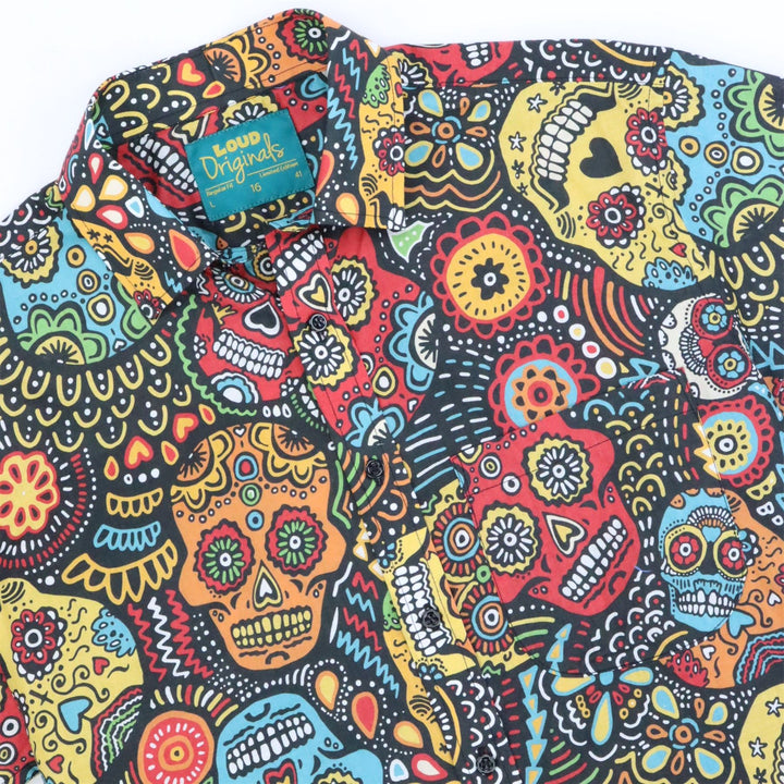 Regular Fit Short Sleeve Shirt - Mexican Calavera Skull