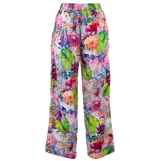 Cotton Combat Trousers Pant - Psychedelic Monstera Green