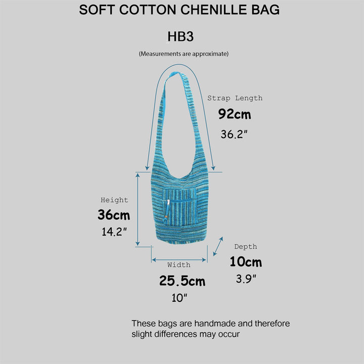 Striped Chenille Sling Shoulder Bag - Turq Yellow