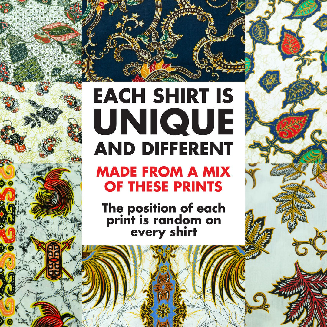 Regular Fit Long Sleeve Shirt - Random Mixed Panel Batik