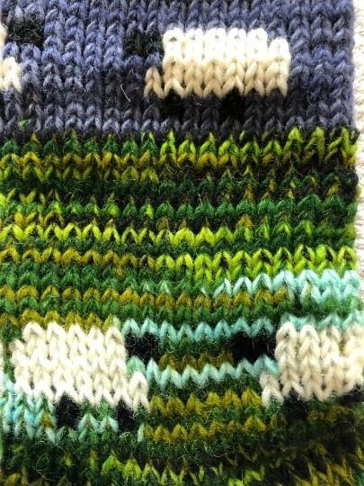 Wool Knit Fleece Lined  Wrist Warmers - Sheep Green Grey