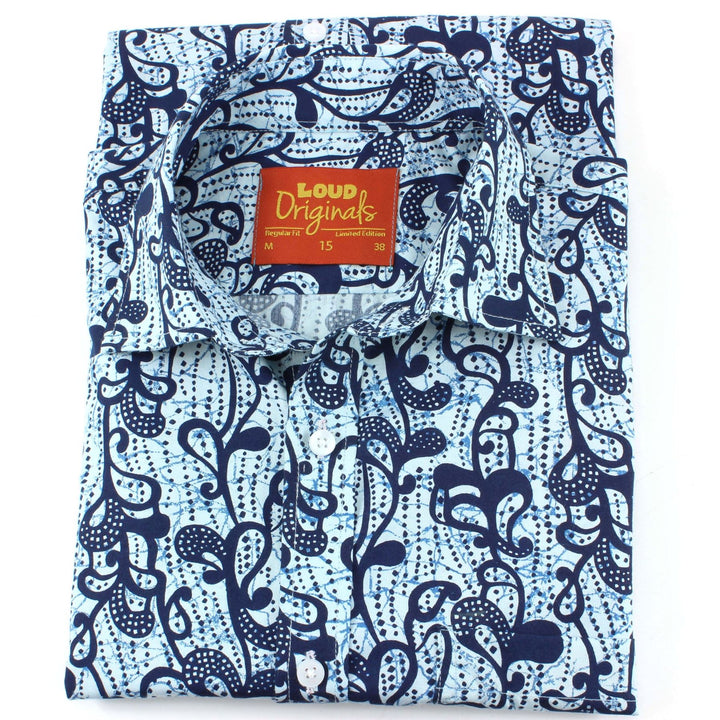 Regular Fit Short Sleeve Shirt - Indigo Floral Print
