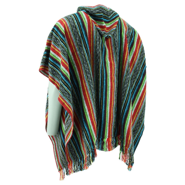 Brushed Cotton Hooded Poncho - Mexican Diamond