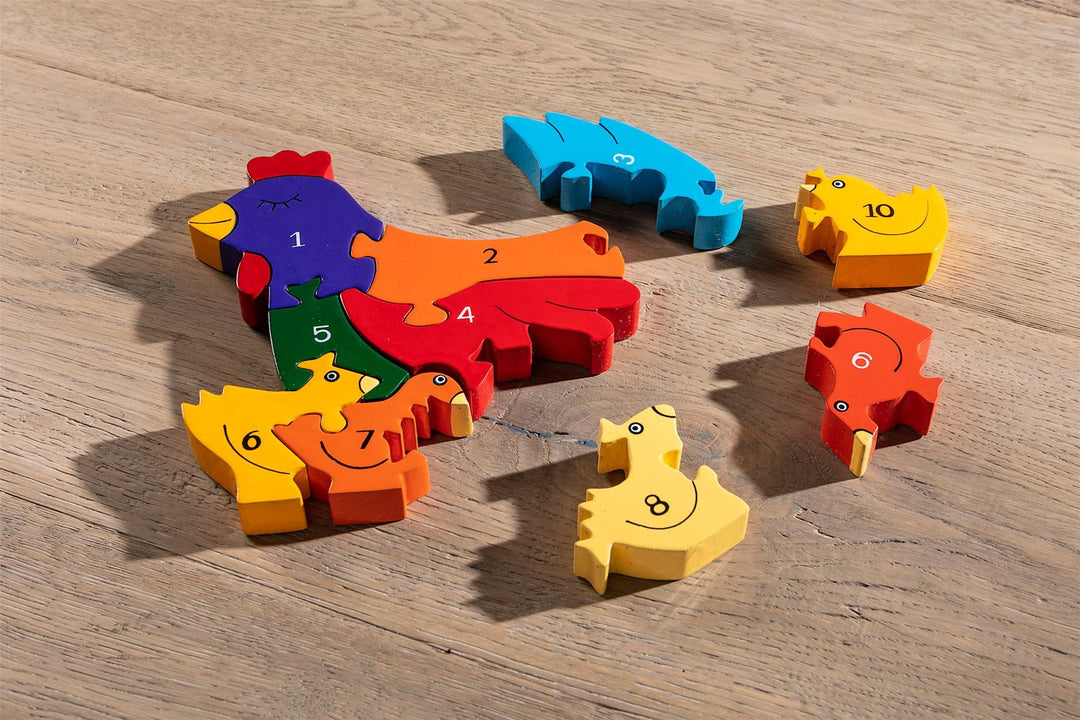 Handmade Wooden Jigsaw Puzzle - Number Hen