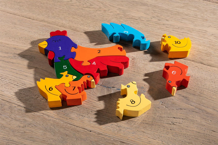 Handmade Wooden Jigsaw Puzzle - Number Hen