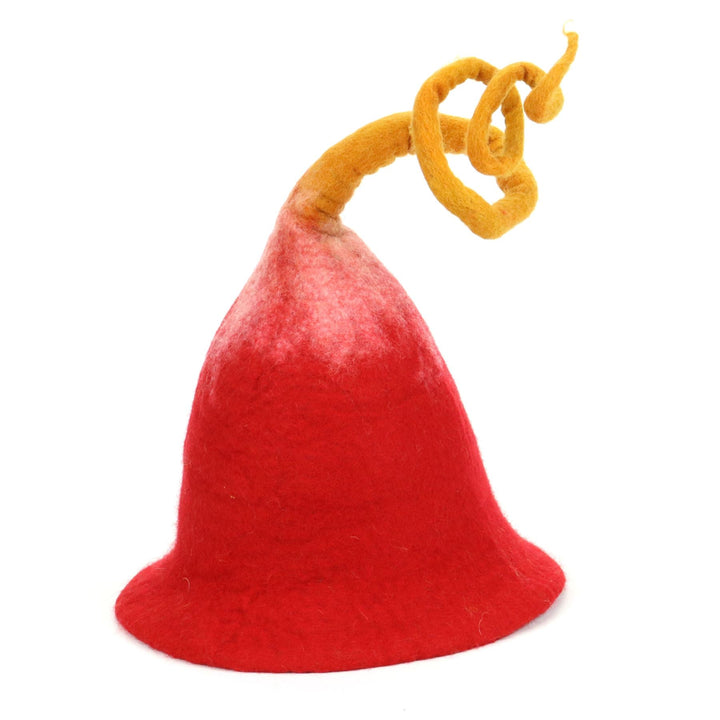 LoudElephant Handcrafted Wool Felt Hat from Nepal - Red Spiral