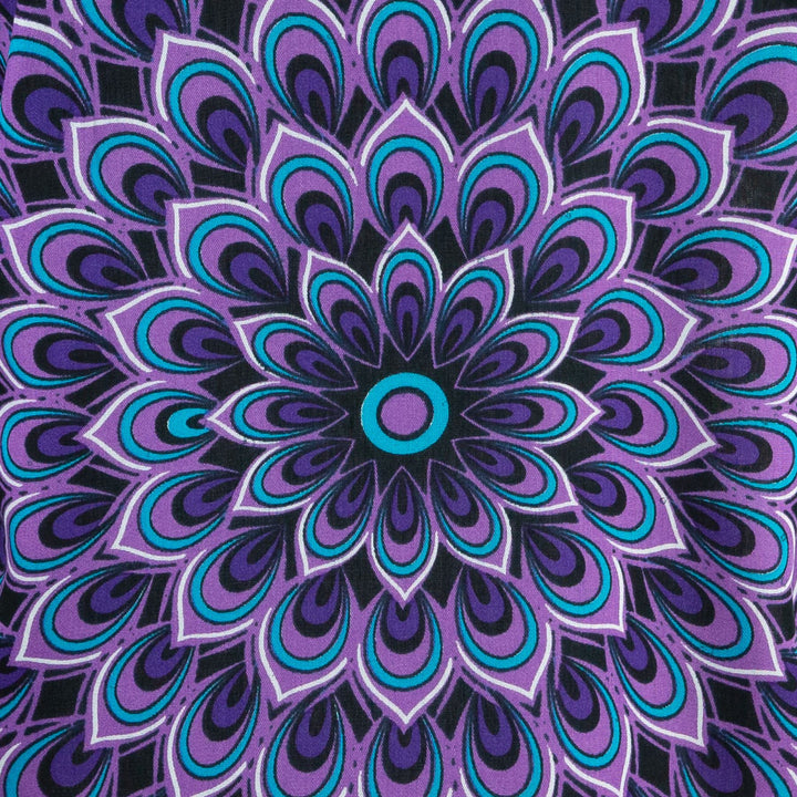 Regular Fit Long Sleeve Shirt - Peacock Mandala - Deep Purple