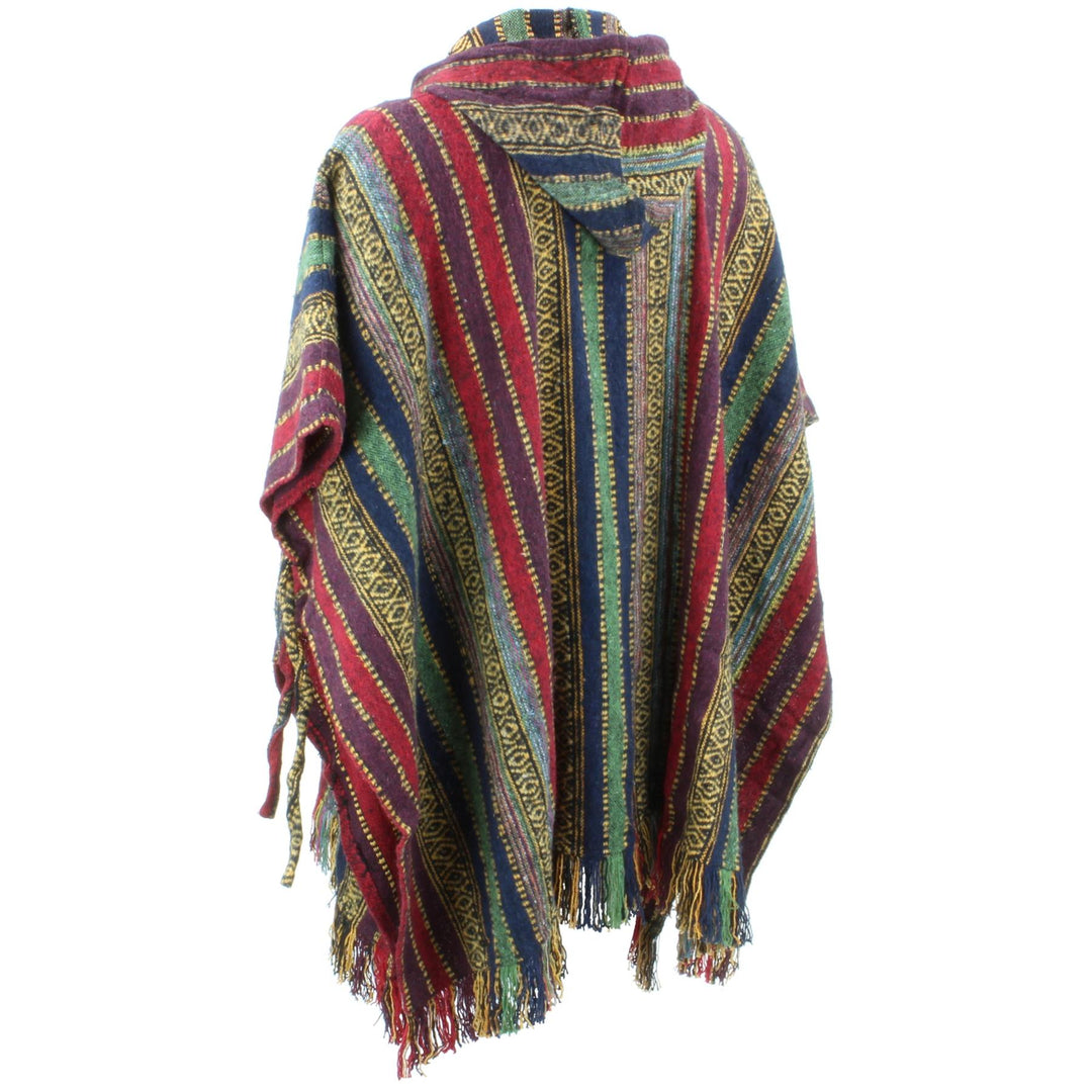 Brushed Cotton Hooded Poncho - Red Green