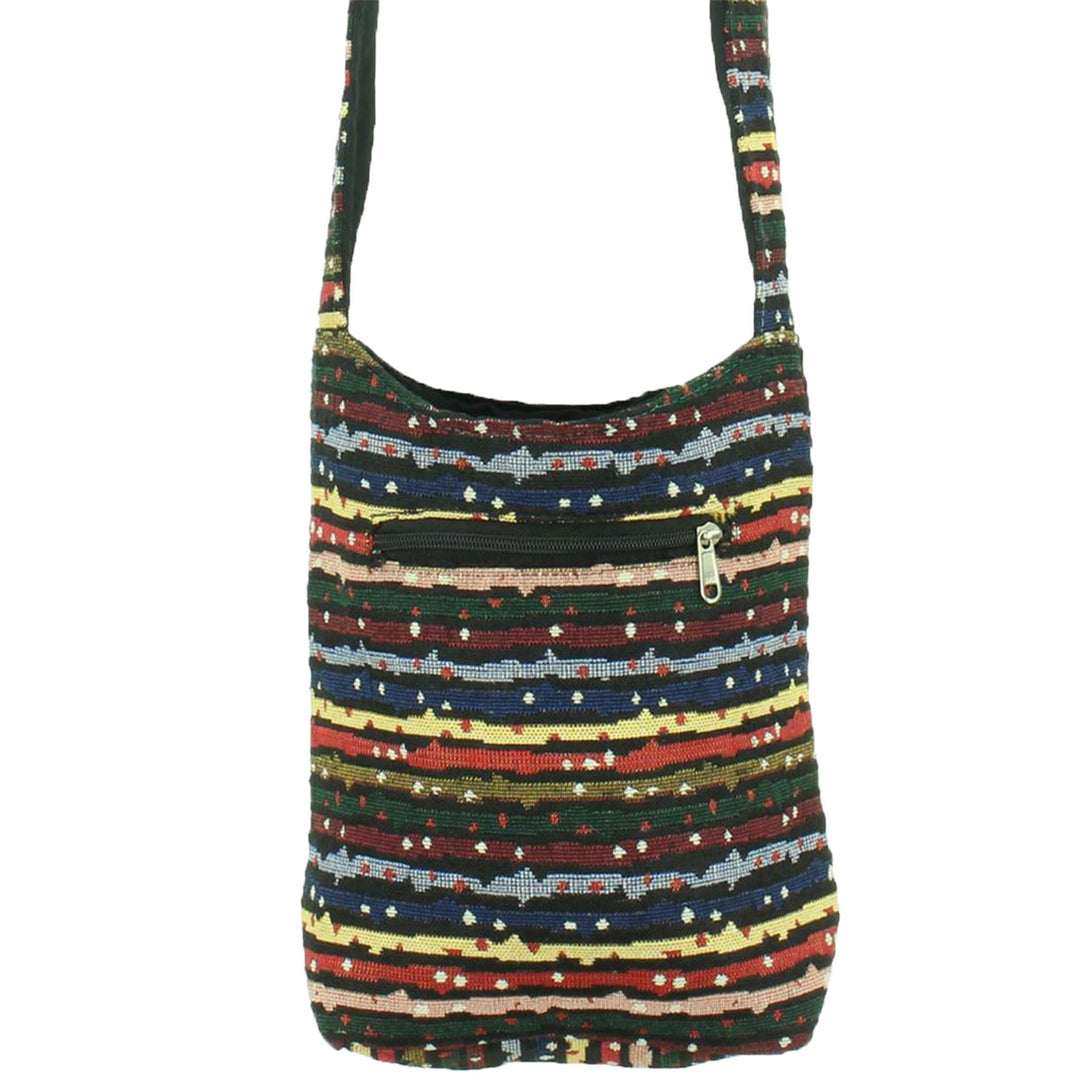 Cotton Canvas Sling Shoulder Bag - Stripes Spots