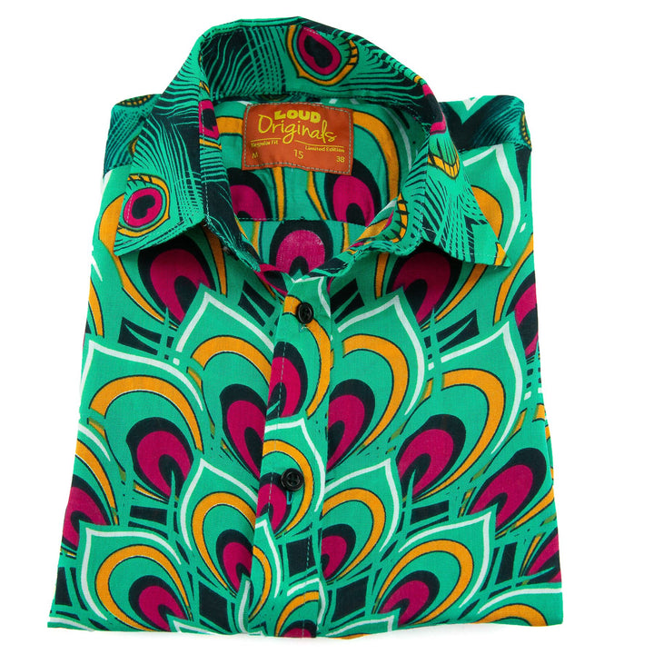 Regular Fit Short Sleeve Shirt - Peacock Mandala - Green