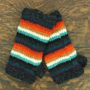 Hand Knitted Wool Arm Warmer - Stripe Anu