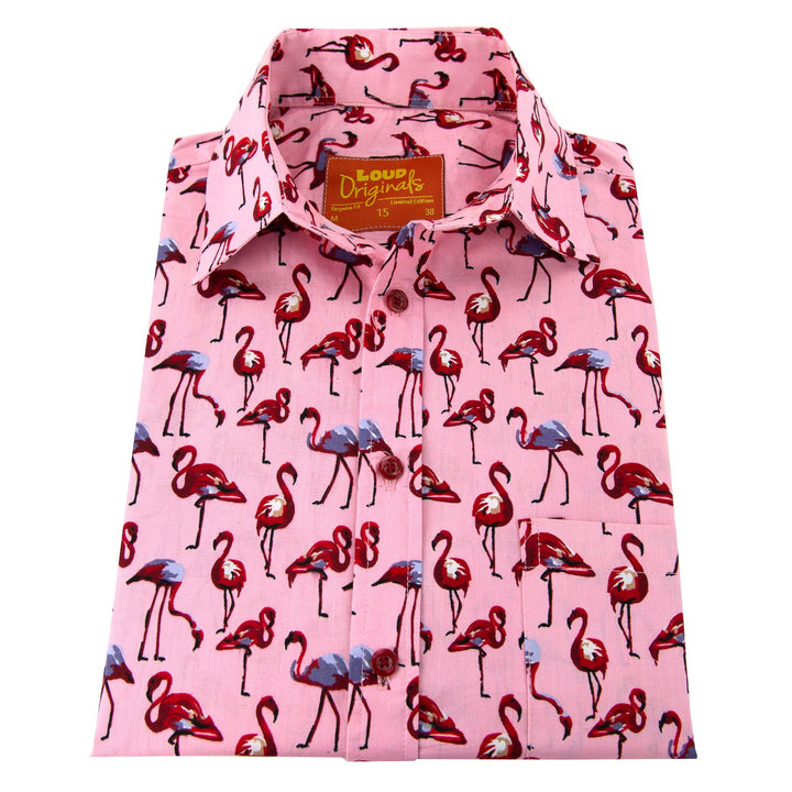 Regular Fit Short Sleeve Shirt - Flamingos