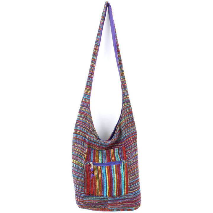 Striped Chenille Sling Shoulder Bag  - Purple Multi
