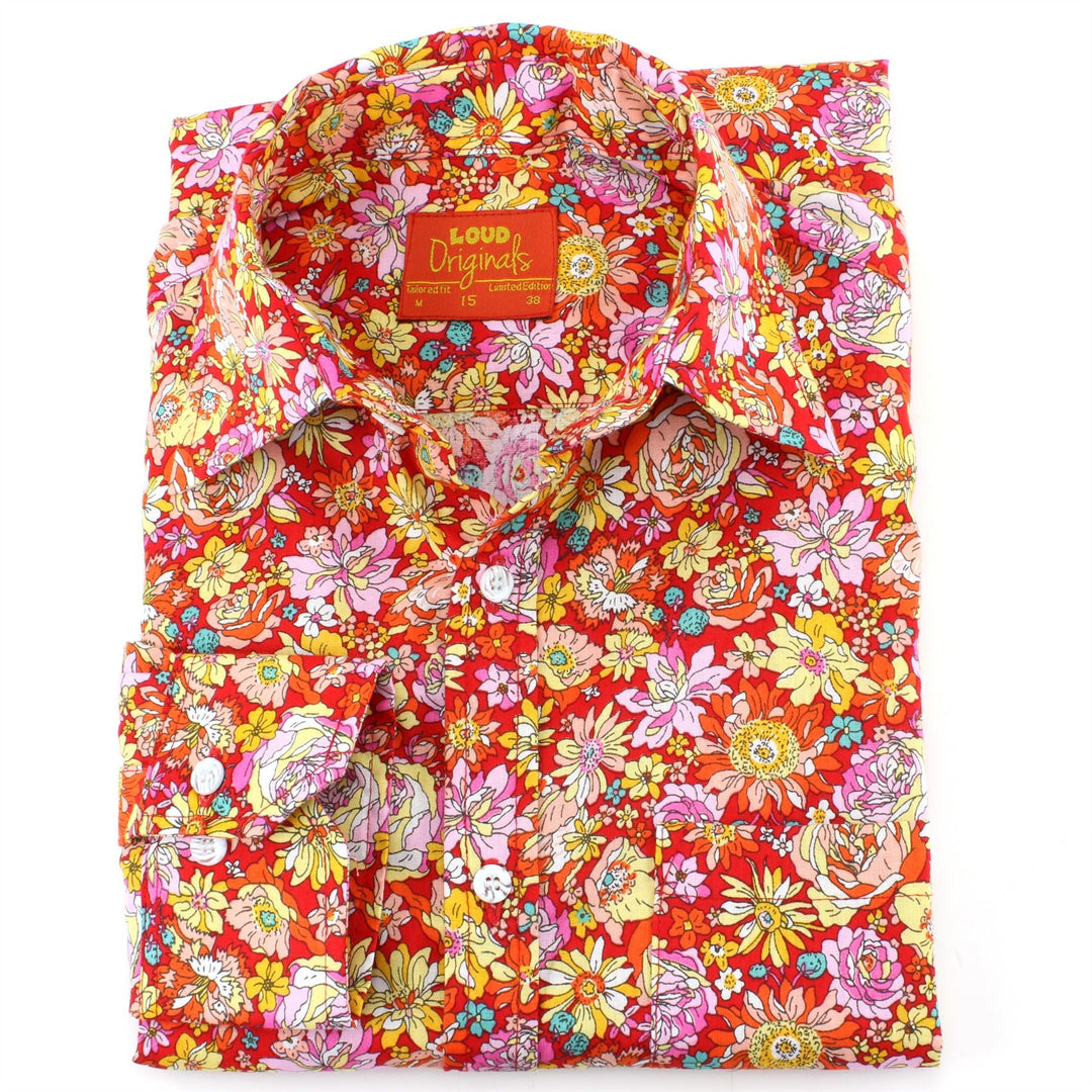Tailored Fit Long Sleeve Shirt - Red Floral