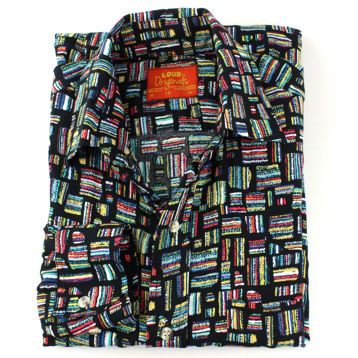 Tailored Fit Long Sleeve Shirt - Multi-coloured Abstract Blocks
