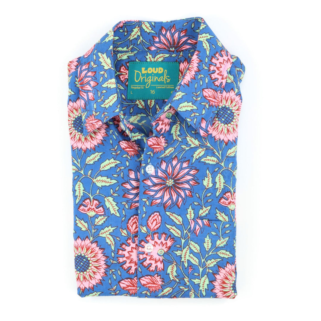 Regular Fit Short Sleeve Shirt - Pink Thistles