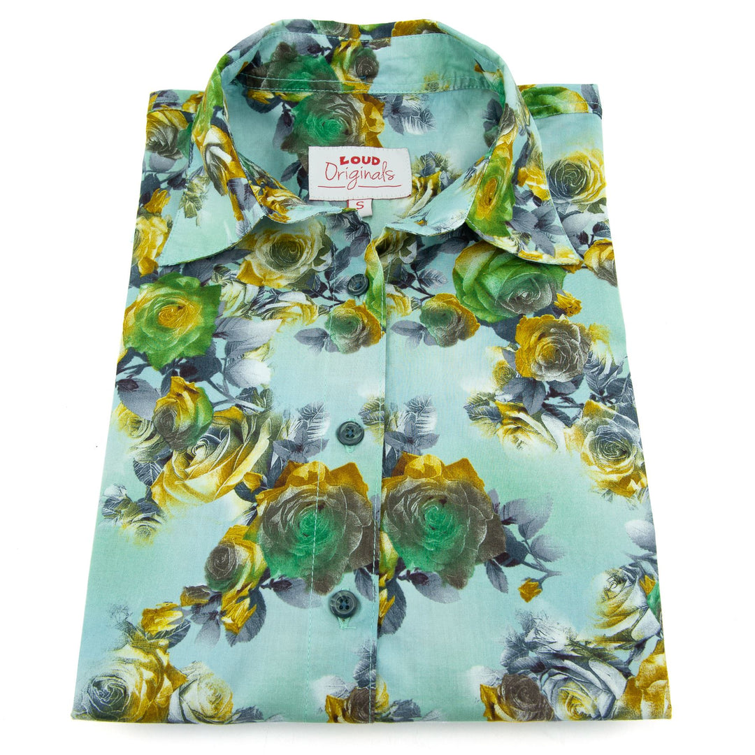 Classic Women's Shirt - Azure Rose Garden
