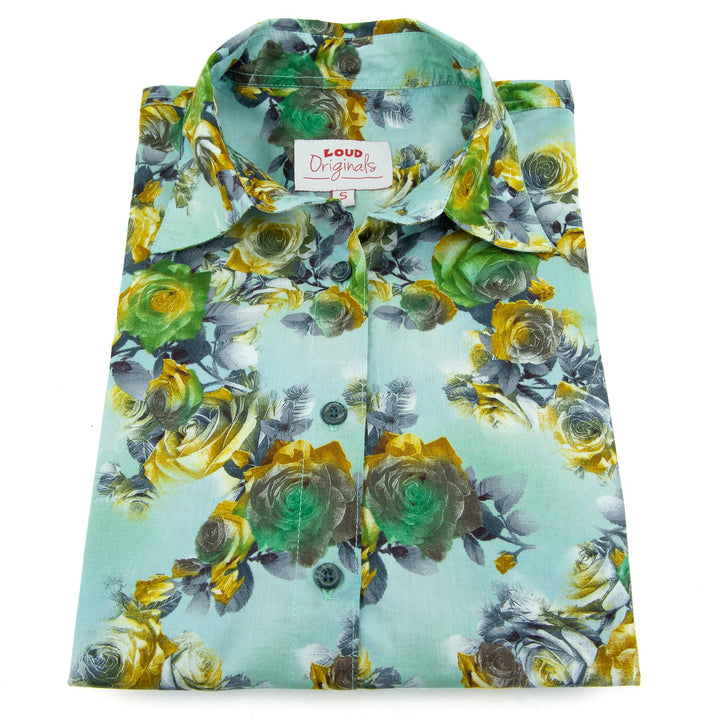 Classic Women's Shirt - Azure Rose Garden