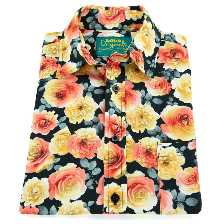 Regular Fit Short Sleeve Shirt - Blooming - Black