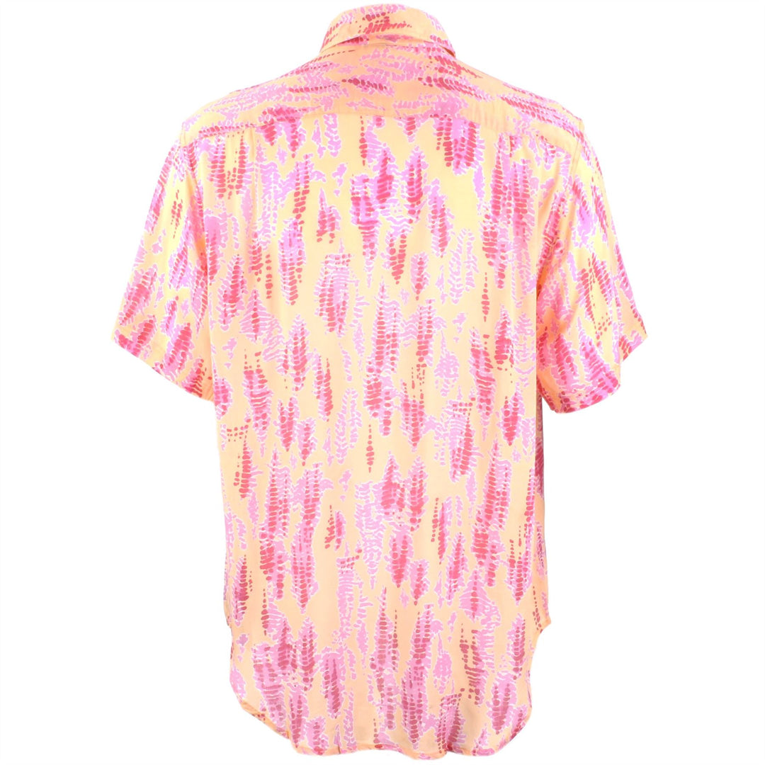 Regular Fit Short Sleeve Shirt - Yellow & Pink Abstract