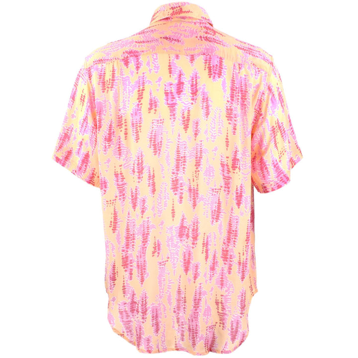 Regular Fit Short Sleeve Shirt - Yellow & Pink Abstract