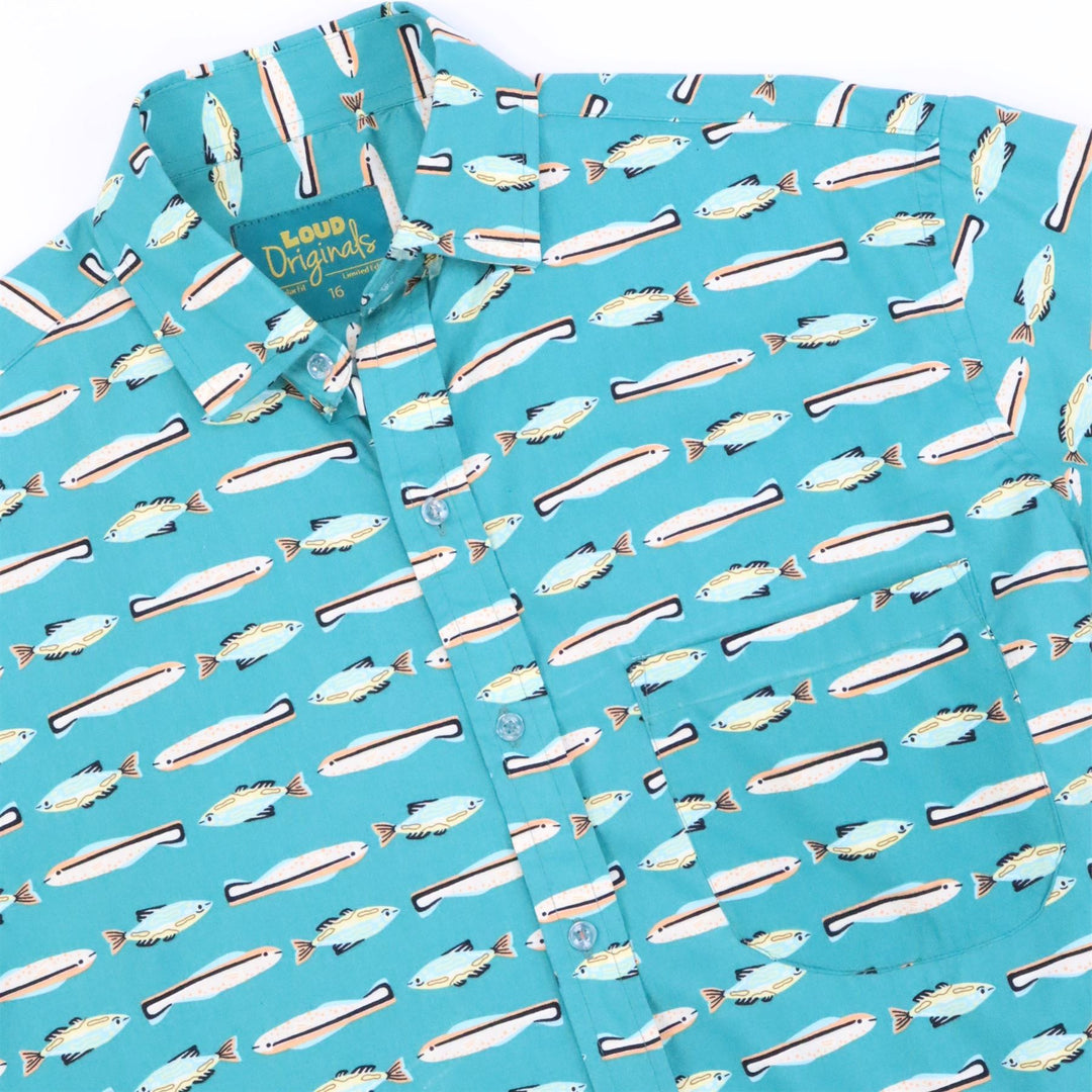 Regular Fit Short Sleeve Shirt - Turquoise Fish