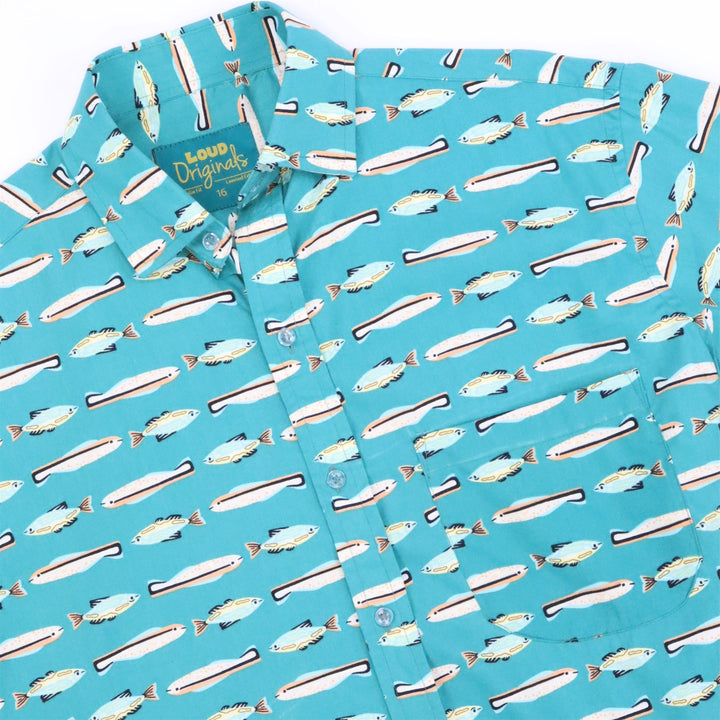 Regular Fit Short Sleeve Shirt - Turquoise Fish